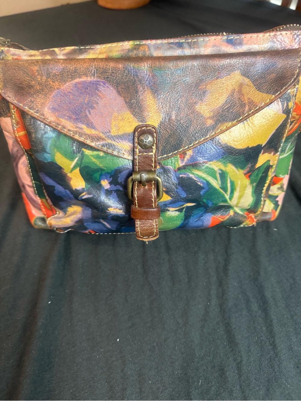 Patricia Nash Italian Leather Multi Floral Shoulder Bag Purse